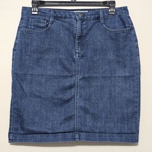 Jones New York Jeans Skirt 14 Blue Medium Wash Short Stretch Embellishment 44922